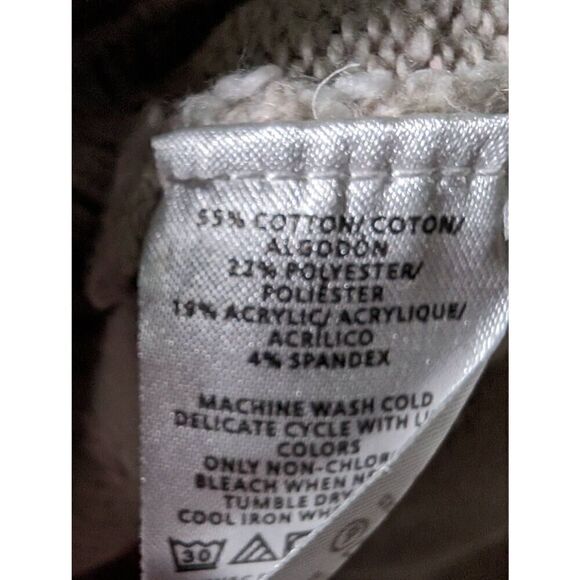 Loft Cowl Neck Sweater Striped Tan White Women's Size S - Picture 4 of 5